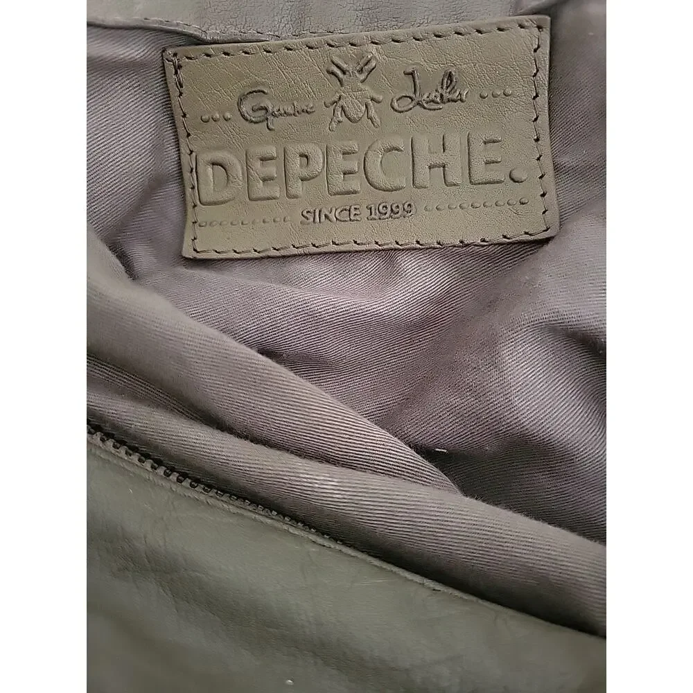 DENMARK DEPECHE ARMY GREEN DISTRESSED LEATHER LRG CROSSBODY SATCHEL SHOULDER BAG